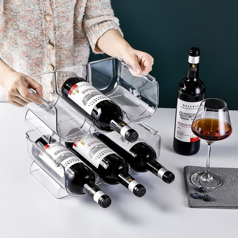 Armário de armazenamento de vinho empilhável para decoração de casa, suporte criativo de plástico para garrafas de cerve