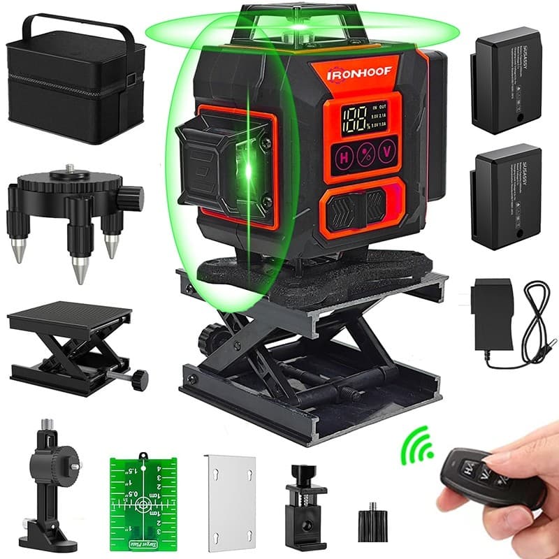 Nivel A Laser Profissional Progressiva 16 Linhas Autonivelamento 4D 30m ​​360° Com Tripé