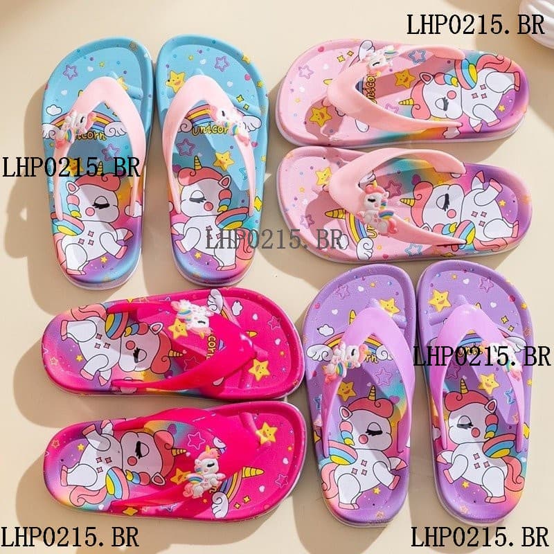 BlessU Verão Crianças Meninas Unicórnio Impressão Slip-on Bebê Princesa Flip Flops Sandálias 9ZQU
