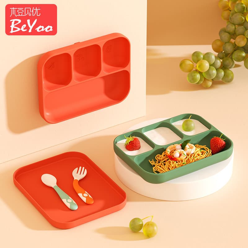 Tigela silicone com ventosa fundo Tigela anti derramamento bebê Tigela bebê alimentação complementar Compartimento para