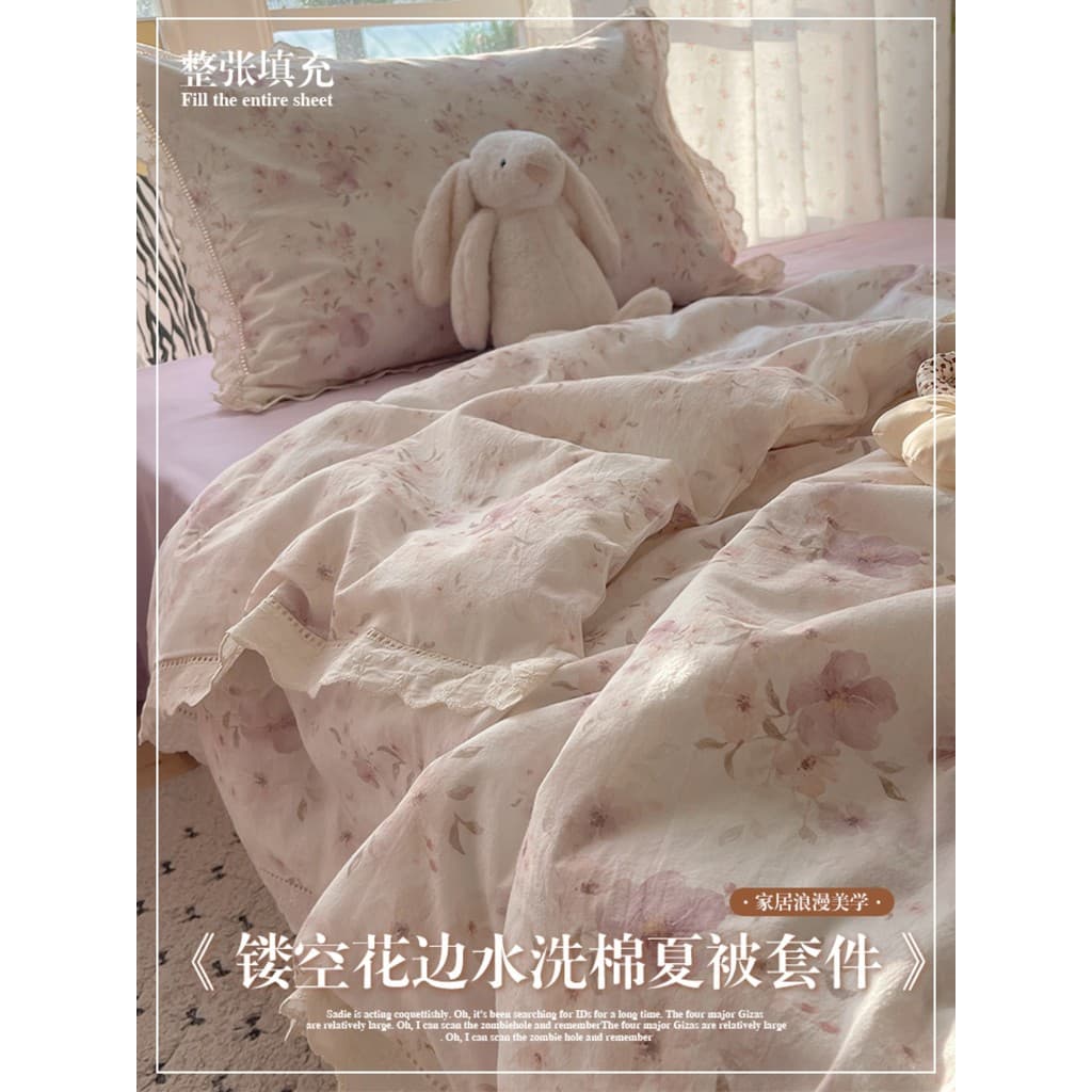 Muji verão lavável algodão verão fresco colcha ar condicionado colcha conjunto de quatro peças verão único estilo fino m