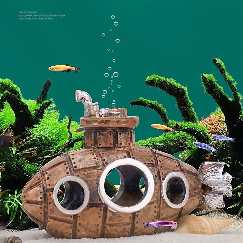 Acessórios para Animais de Estimação 1 peça Ornamento Decorativo para Aquário em Forma de Submarino Subaquático, Casa Es