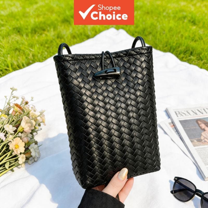 Bolsa tiracolo de mão mini de tecido, bolsa casual de ombro pequena