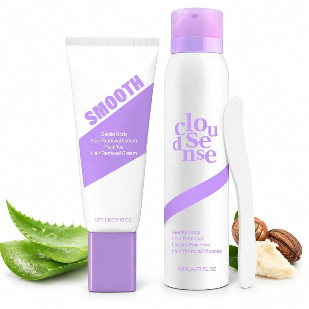 Creme Spray para Remoção de Pelos – 3 em 1 com Espátula Integrada, Fórmula Suave e de Ação Rápida, Resultados Perfeitos