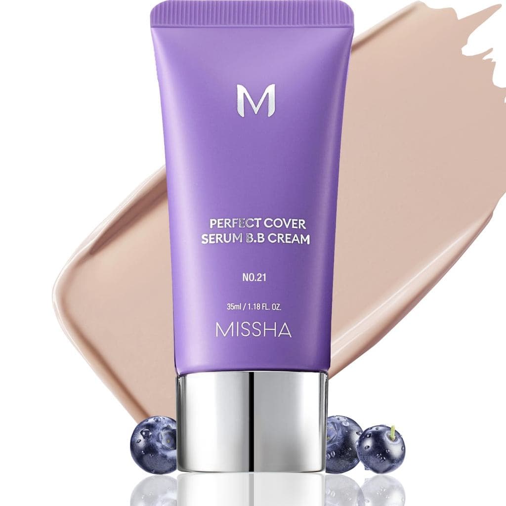 MISSHA M PERFECT COVER Essence BB Cream No.21 Bege Claro – Tom de Base Leve, Cor da Pele, Hidratante com Cor, Base para