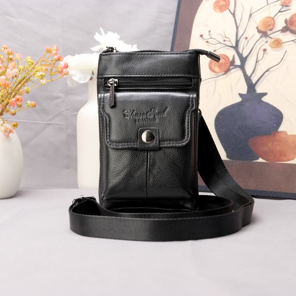 Bolsa de cintura multifuncional de couro genuíno 17cm 18cm 20cm 21cm 23cm Bolsa de cintura de couro de vaca Bolsa para c