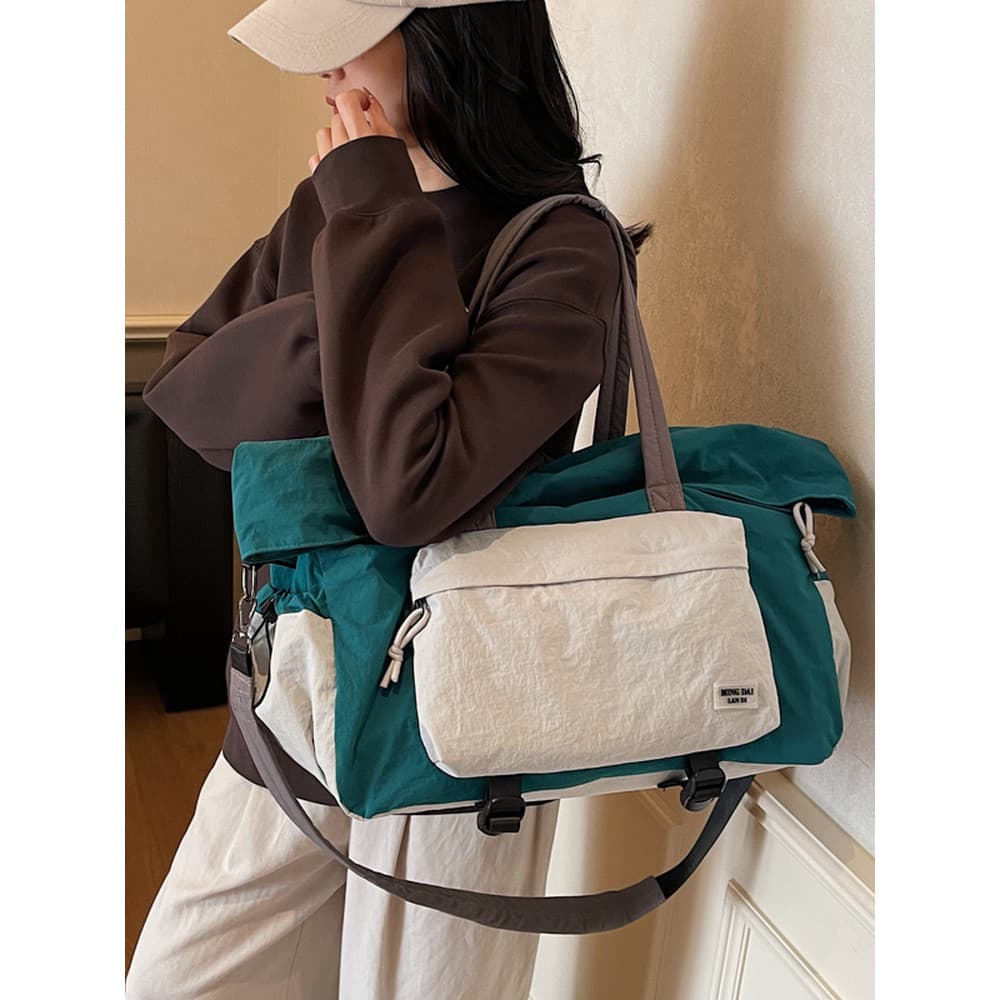 Bolsa de viagem leve de grande capacidade, dobrável, para homens e mulheres, bolsa de bagagem de mão, separação seca e m