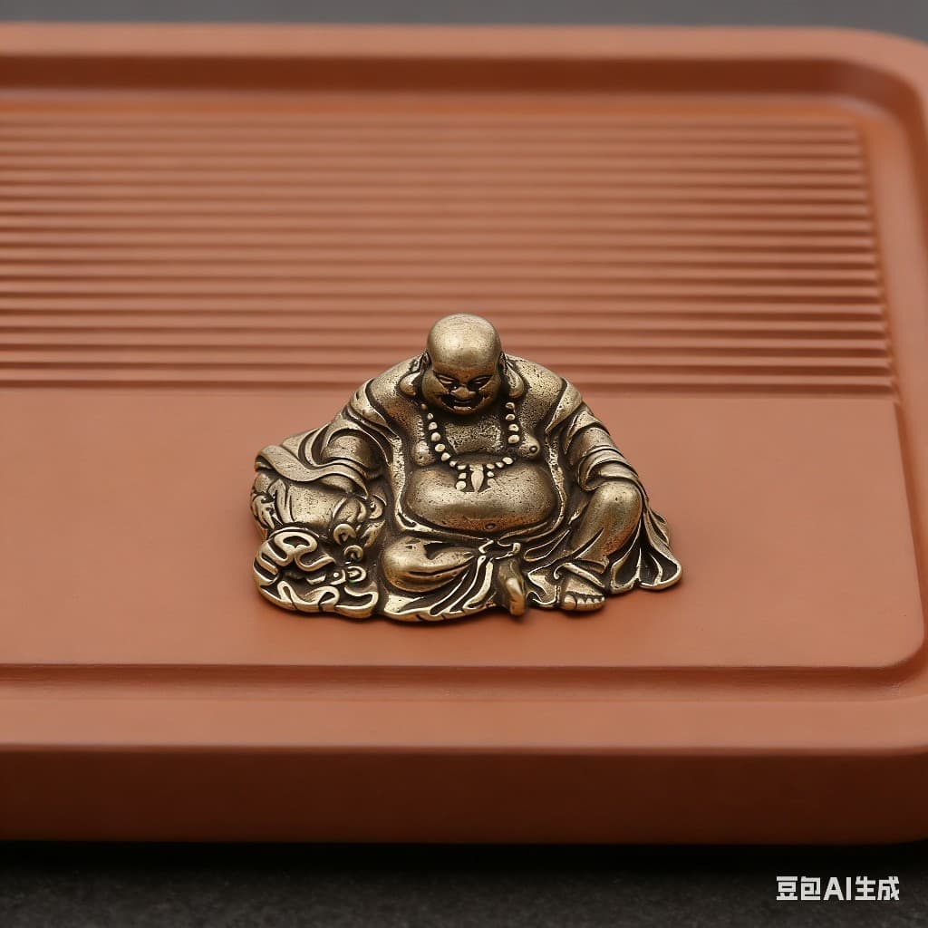 Ornamento de estátua de Buda em latão puro com acabamento antigo para casa, sala de estar, escritório, decoração de mesa