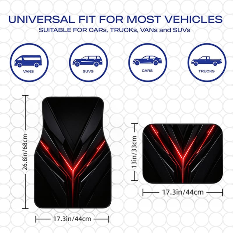 4 unidades, tapetes de pés de carro impressos em tecnologia, tapetes de carro com cobertura total, modelos universais de
