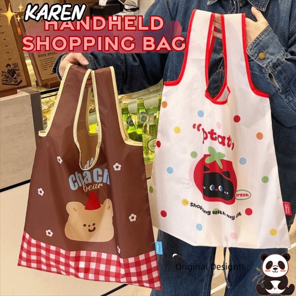 Sacola De Compras Dobrável KAREN , Bolsa Reutilizável De Nylon De Desenho Animado , À Prova D'água De Grande Capacidade