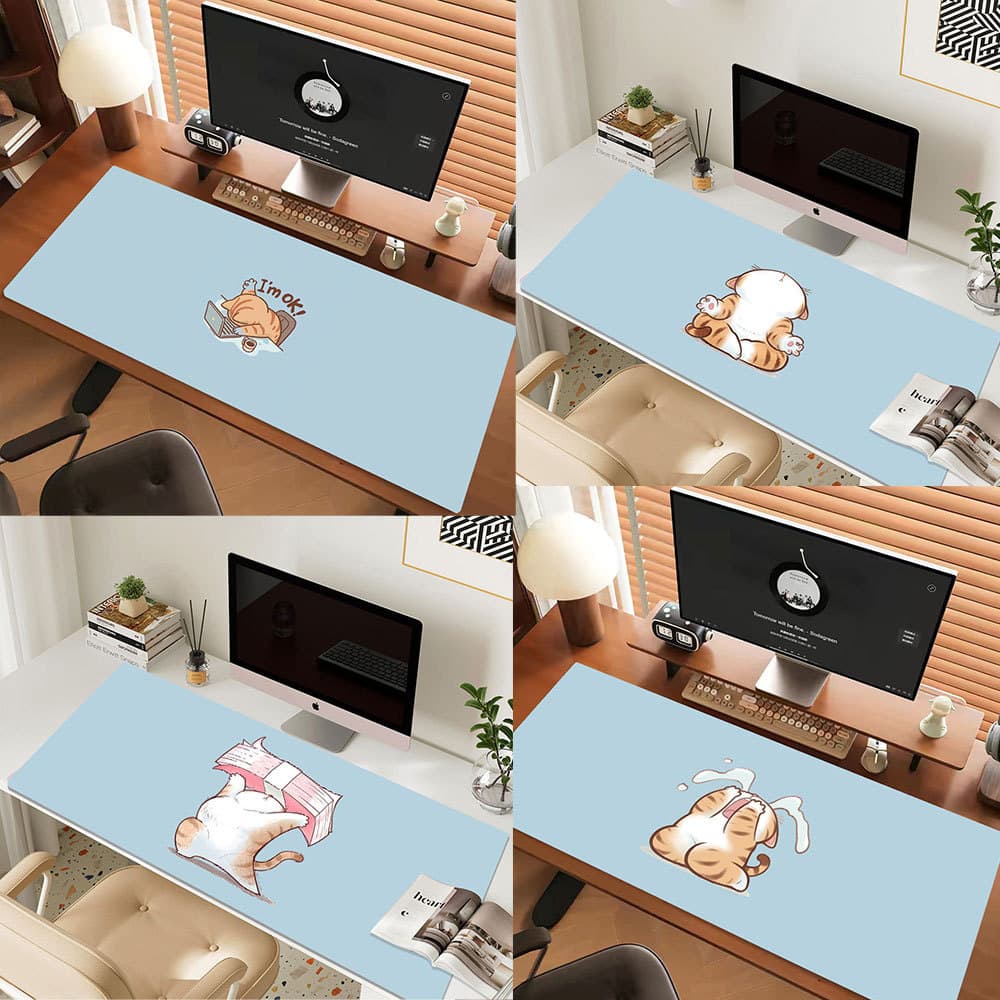 Tapete De Mouse Antiderrapante De 80 Polegadas E 30 cm Mesa Grande , Pad Longo Para Computador-Gato De Trabalho