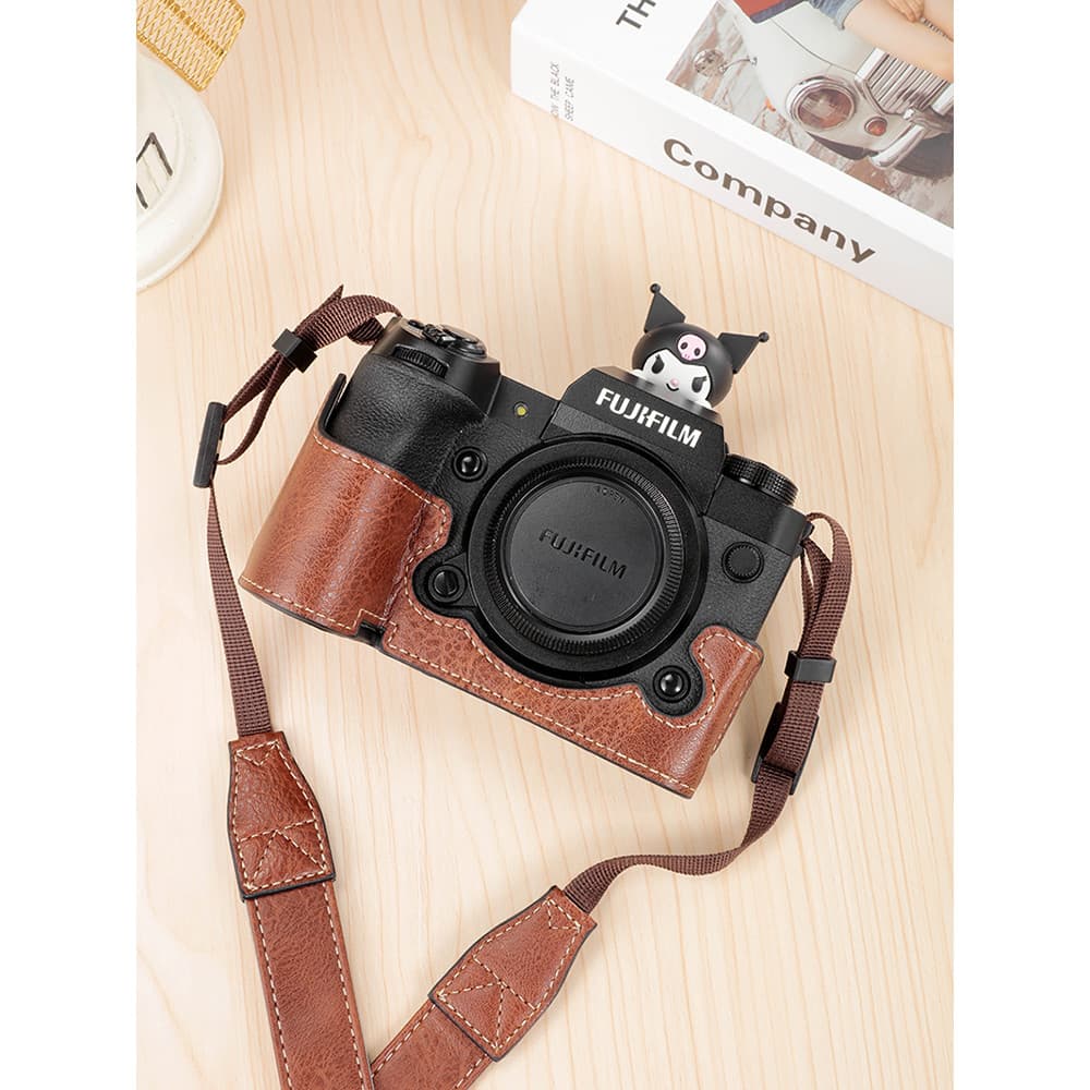 Tesouro de qualidade adequado para Fuji XT5 capa protetora bolsa para câmera XS10 X100V XT30 XS20 XH2 Base capa de couro