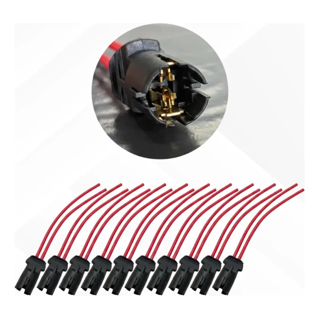 Kit 10 - Soquete P/ Lâmpada Pingão T10 Plug Lanterna Fio 1mm