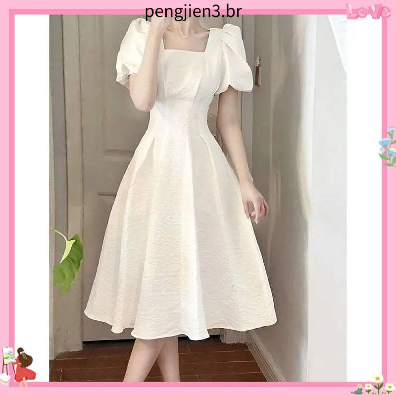 Primeiro Amor Vestido Francês Feminino E # 39cintura Estreita Mais Magro Olhar Temperamento Manga Curta Saia De Comprime