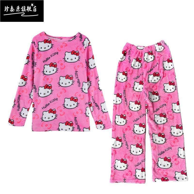 Pijamas femininos outono inverno flanela espessamento mais veludo 2024 novo estilo dos desenhos animados inverno pode us
