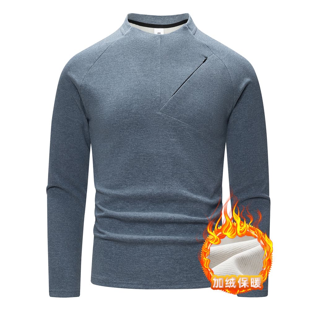 Gola alta ao ar livre espessada quente veludo alemão roupas de secagem rápida camiseta de manga comprida moletom masculi