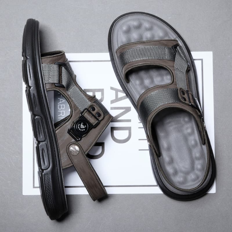 Pai sandálias de couro masculino 2026 verão novo estilo exterior Wear condução esportes lazer antiderrapante sola macia