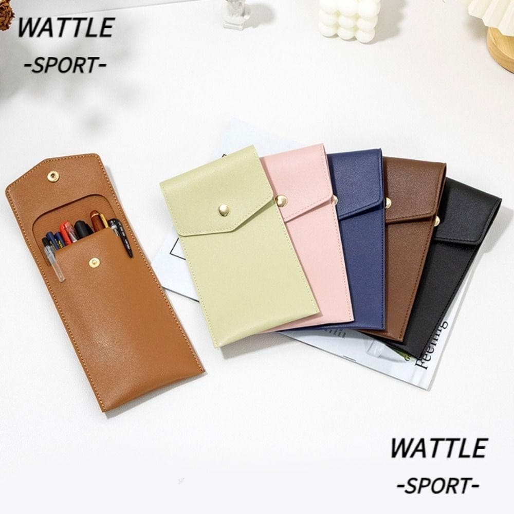 Bolsa Para Caneta WATTLE , De Couro PU De Grande Capacidade , De Armazenamento De Papelaria Com Botão De Pressão , Escri
