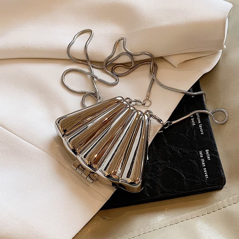 bolsa feminina Bolsa Cross-Border 2025 verão moda jantar saco elegante requintado em forma de leque saco senhoras nicho
