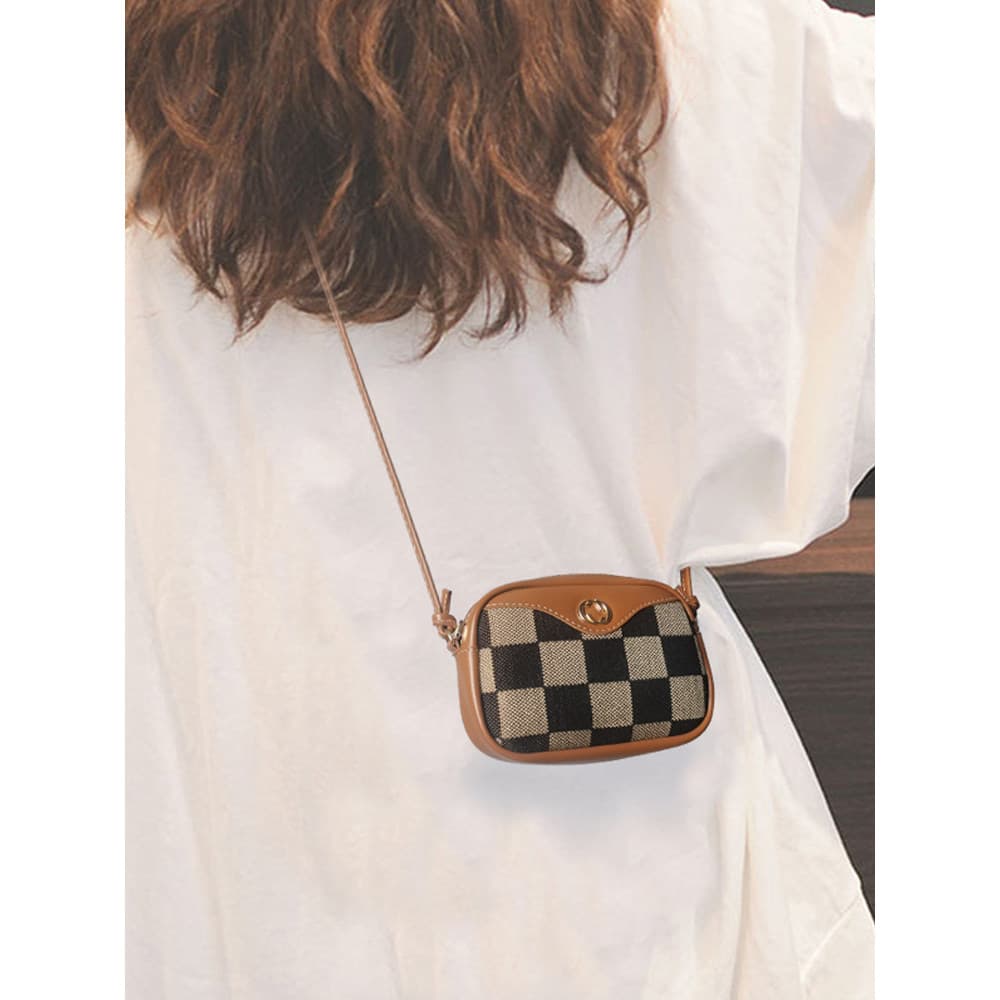 Outono inverno novo estilo pequena bolsa de ombro 2023 moda High-End xadrez pequeno saco nicho alça de ombro larga femin