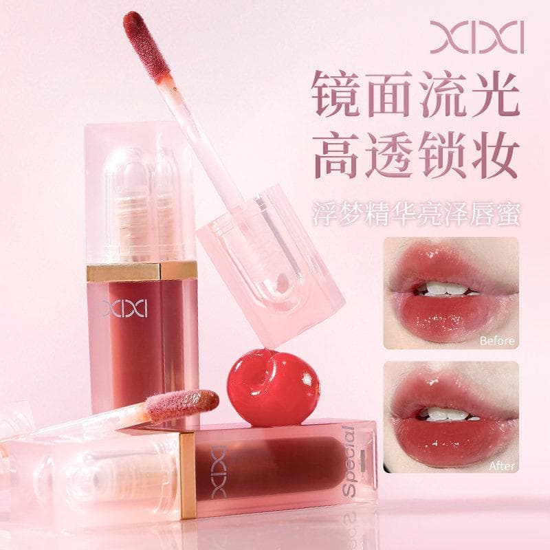 Genuíno xixi essência brilhante brilho labial água clara brilhante Toot lábio esmalte formando filme de longa duração ou