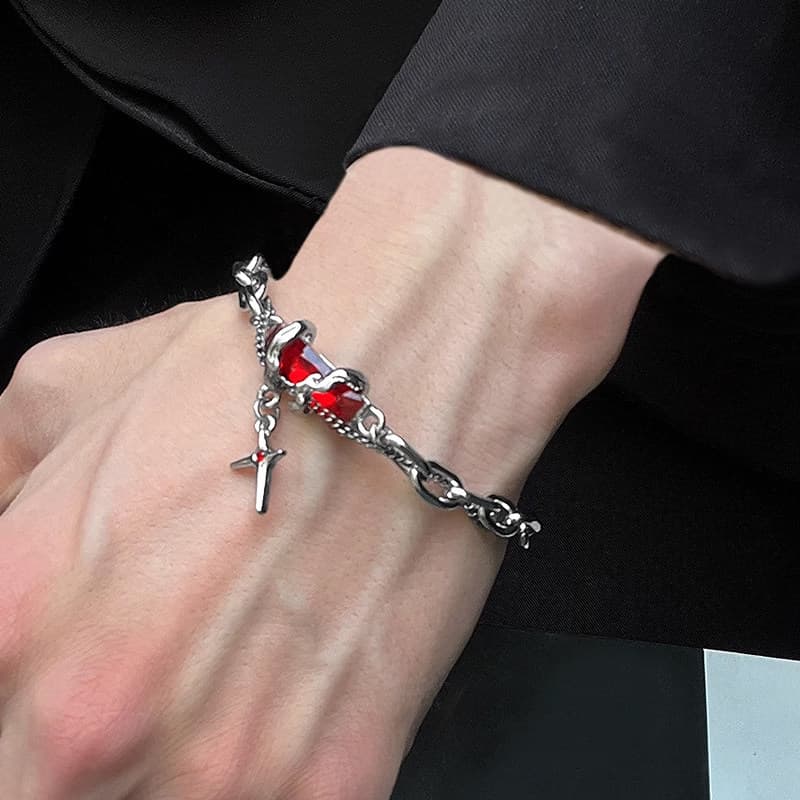 pulseira feminina pulseira Nicho Design luz luxo High-End enrolamento vermelho titânio aço pulseira masculina na moda Hi