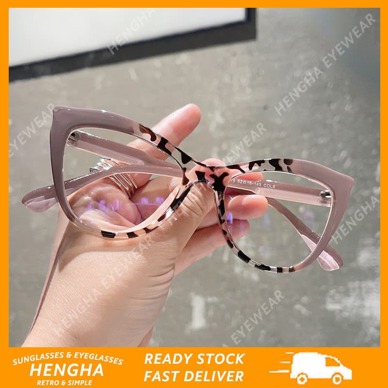 (HENGHA) Óculos Femininos Rosa com Estampa de Leopardo, Estilo Retrô Ocidental, Óculos com Bloqueio de Luz Azul ZWHI