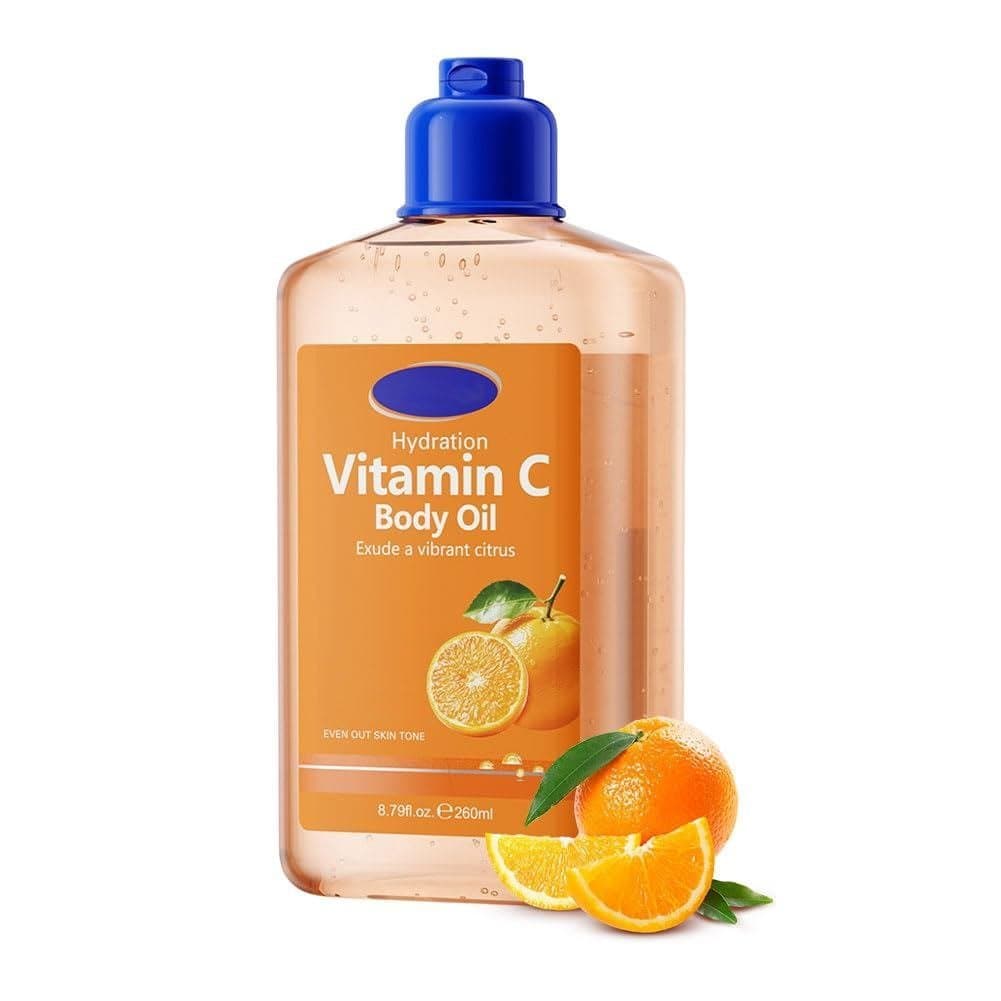 Óleo Corporal de Vitamina C para Hidratação e Nutrição, Óleo Corporal de Rápida Absorção e Não Oleoso com Vitamina E, Hi