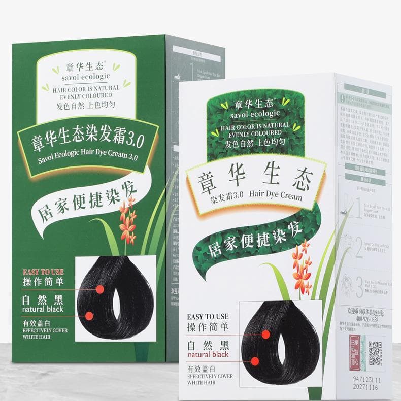 Zhanghua tintura de cabelo ecológica, preto puro, não irritante, hipoalergênico, creme de tintura de cabelo, cobertura s