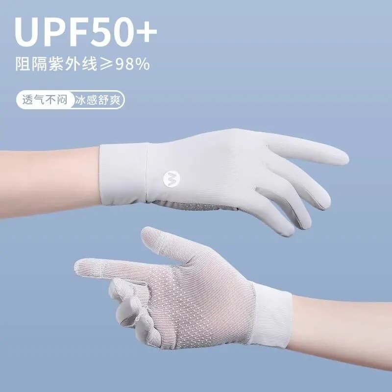 Luvas de proteção solar femininas à prova de ultravioleta estilo fino verão mangas de tela sensível ao toque ao ar livre