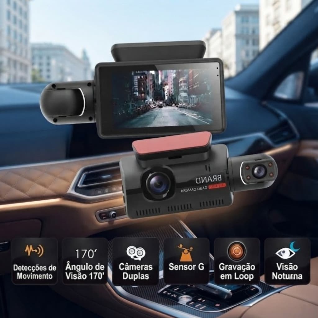 Câmera Veicular DVR Full HD Sensor de Movimento G-Sensor Visão Noturna Omini