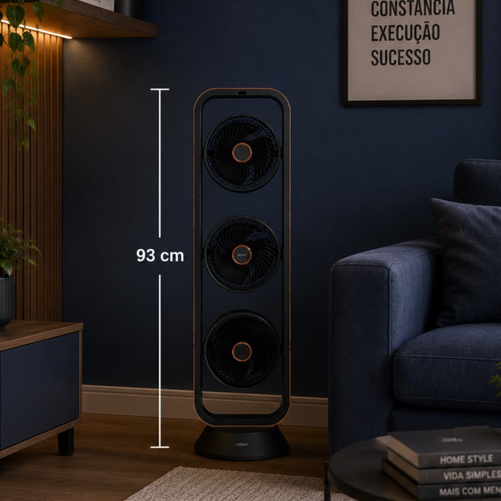 Ventilador Triplo Spirit Robot - Preto E Tabaco - 127 Volts