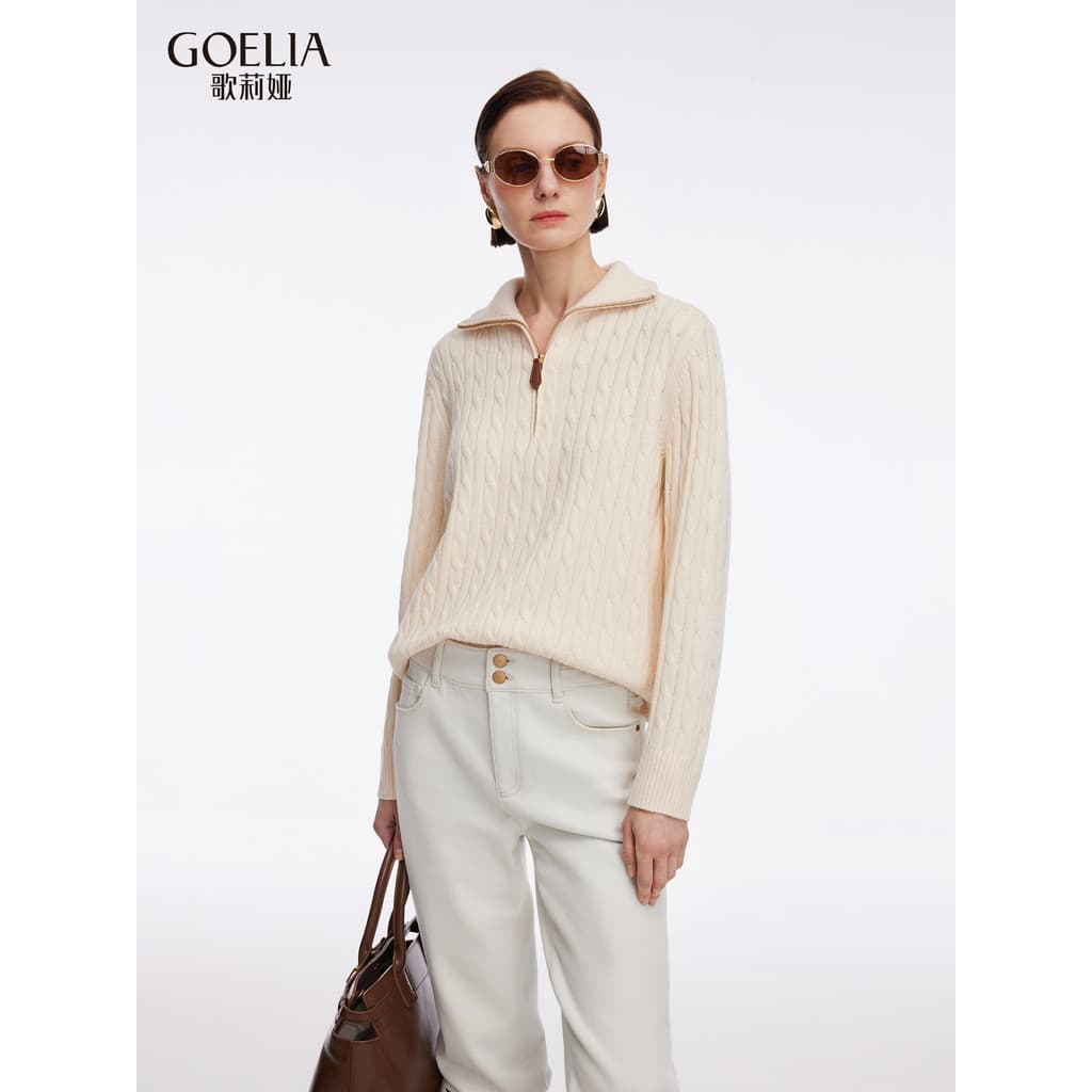 Gelia suéter de lapela grande feminino, novo estilo, roupa de inverno, aparência mais fina, lã, manga comprida, Top 1ECC