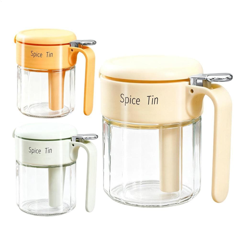 Frascos De Condimento De Cozinha 400ml‎ Vasilhas De Condimentos De Vidro Transparente Com Tampa E Colher Para Açúcar , S