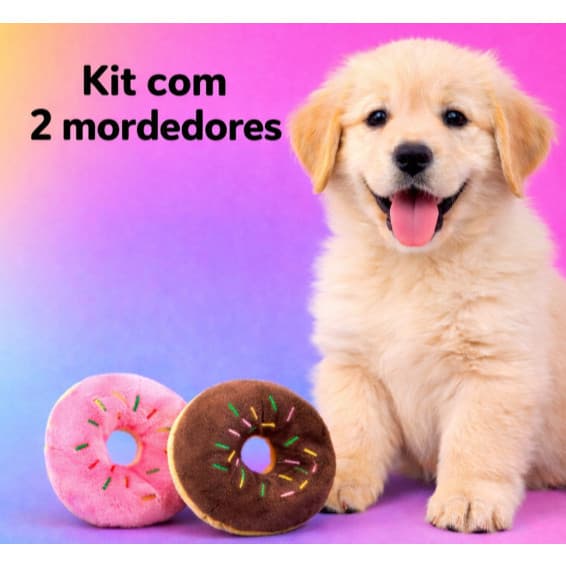 Brinquedos de Pet Kit c/ 2 Pelúcia Mordedor Apito Interativo Sortidos Pets Cachorro Gatos Luxo Cão