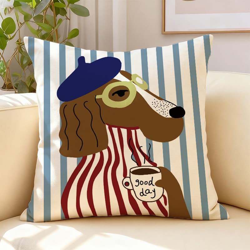 Desenhos animados cão padrão flanela dupla face fronha sofá cabeceira decoração almofada grande travesseiro lombar estil