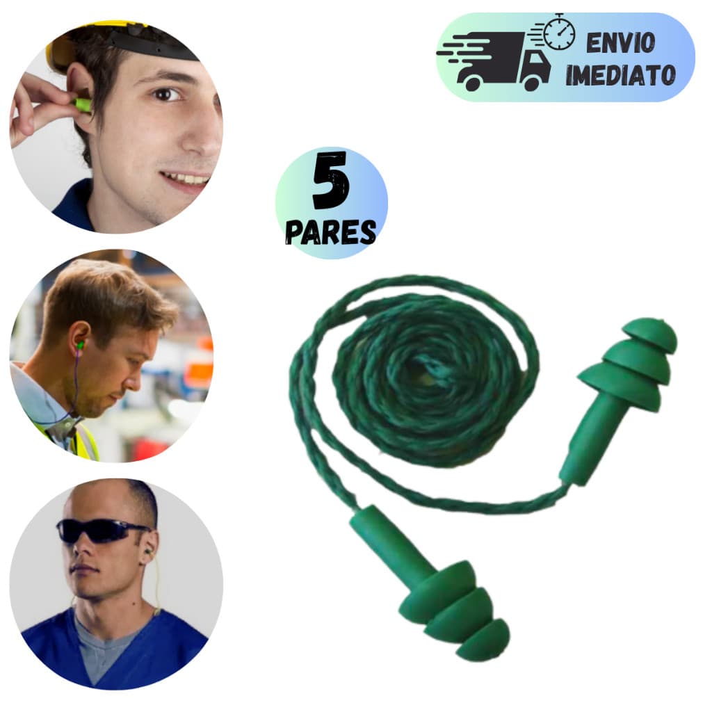 PROTETOR DE OUVIDO 17dB  AURICULAR PLUG VERDE TIPO TAMPÃO CONTRA SONS E RUIDOS ALTOS COM CA