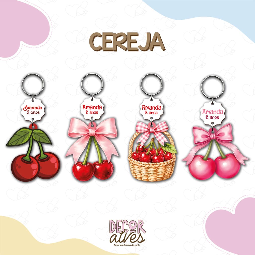 Cereja / Cerejinha - Chaveiro Personalizado MDF brilhoso Lembrancinha infantil