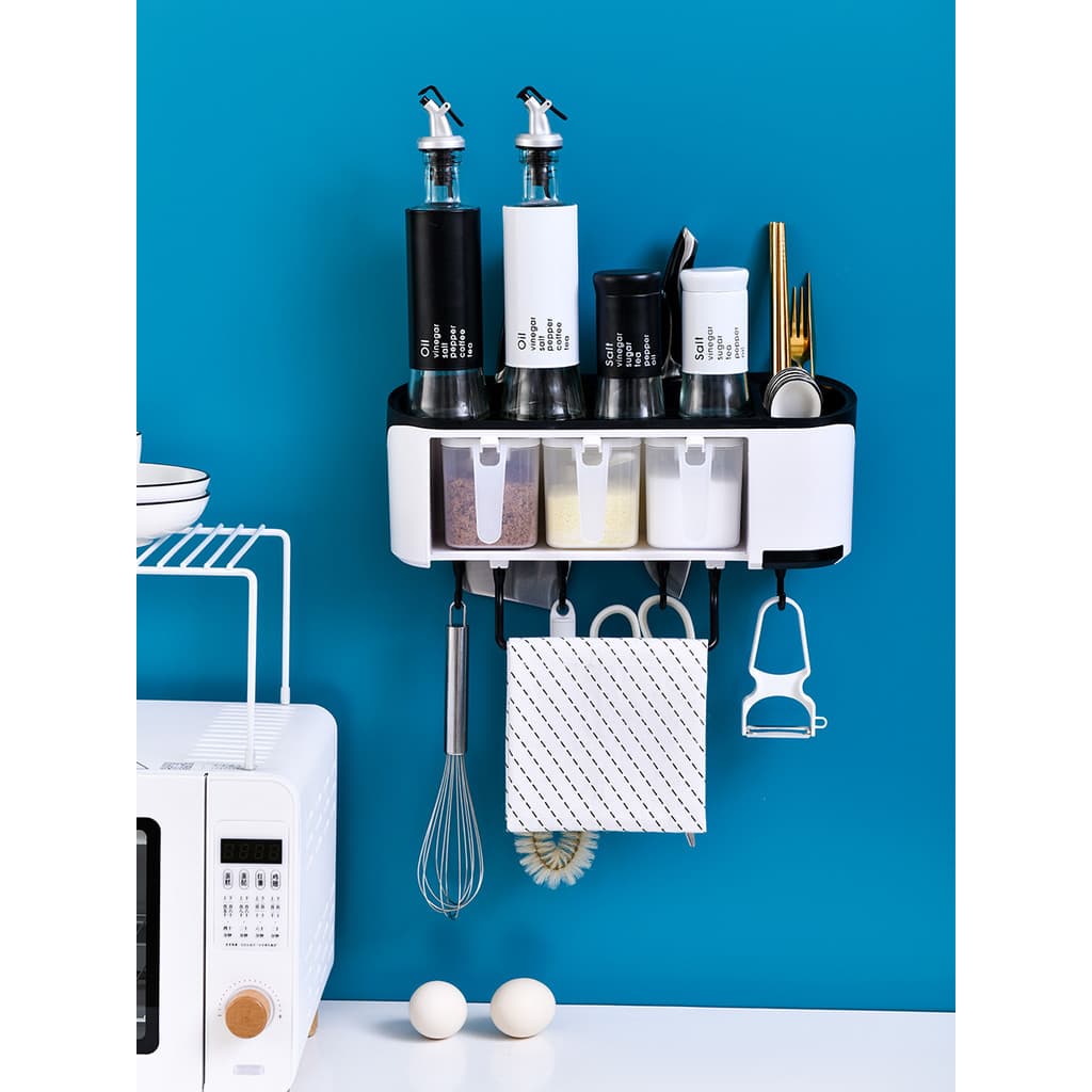 Caixa de tempero de parede sem perfuração, rack de armazenamento de condimentos de cozinha, suprimentos para faca domést