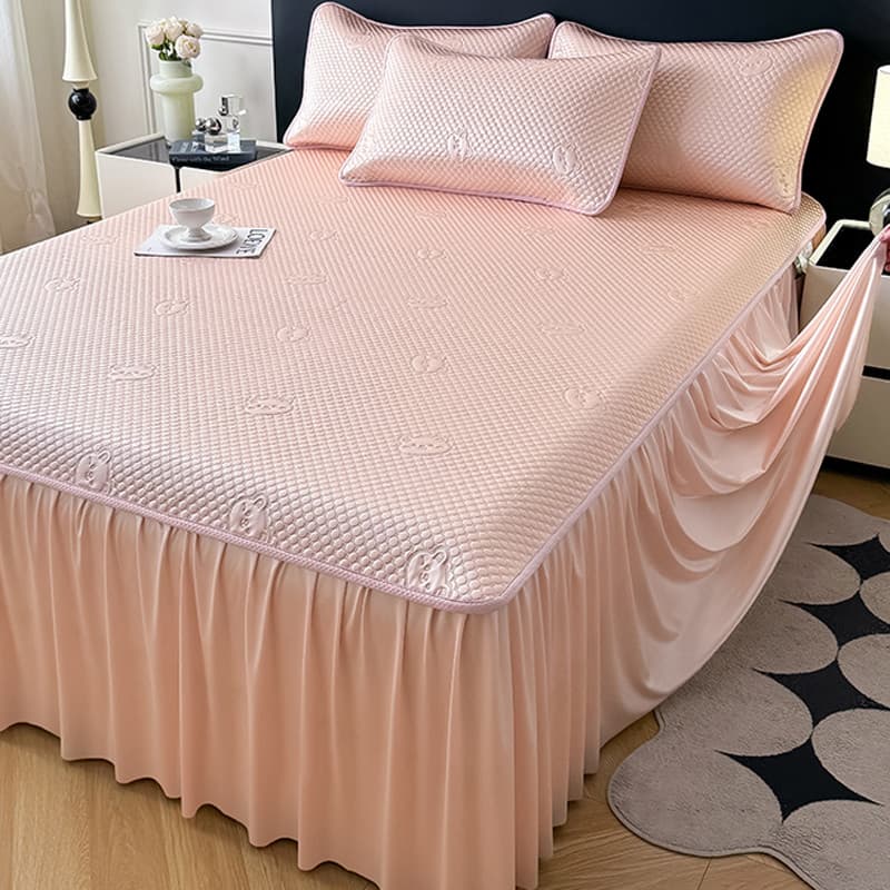 Verão gelo Doudou tapete de seda gelo saia de cama tapete de ar condicionado doméstico lavável à máquina dormir nu único