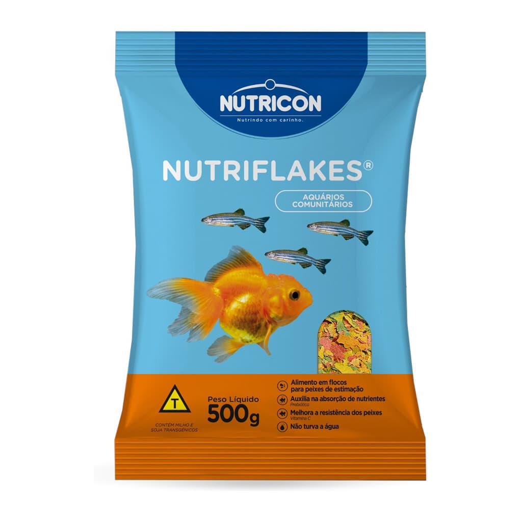 Ração Nutricon em Flocos Nutriflakes 500g Peixes Ornamentais de Aquários e Lagos