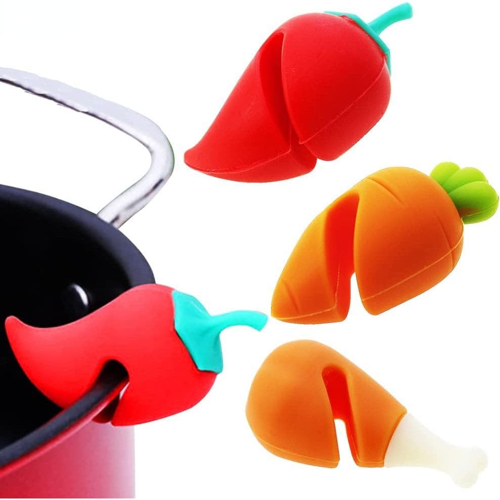 Suportes para Tampas de Panela, 3 Peças Criativas e Fofas em Formato de Pimenta, Cenoura e Coxa de Frango, Suporte para