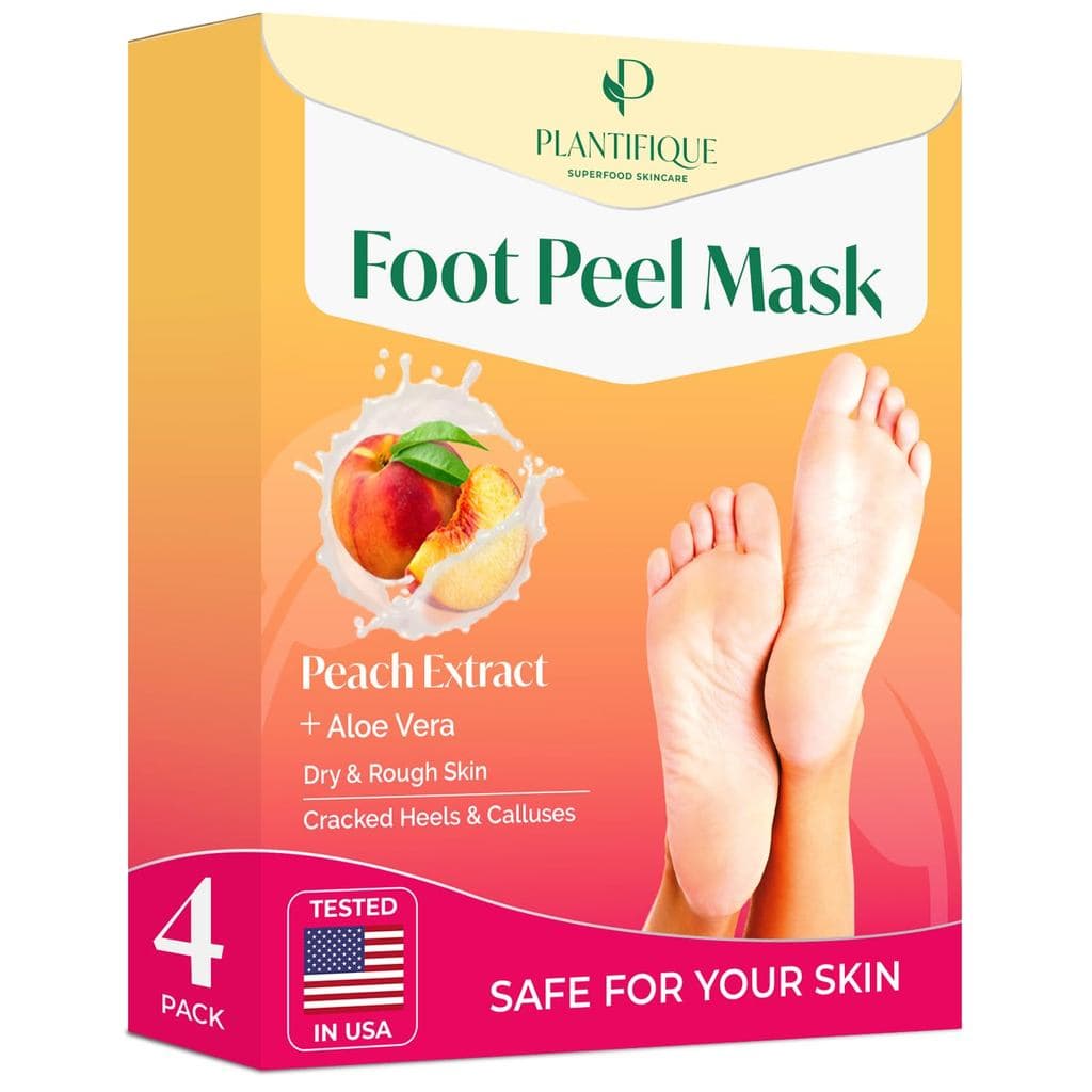 Máscara Esfoliante para os Pés PLANTIFIQUE, Pacote com 4 Unidades |   Testado Dermatologicamente, Repara os Calcanhares