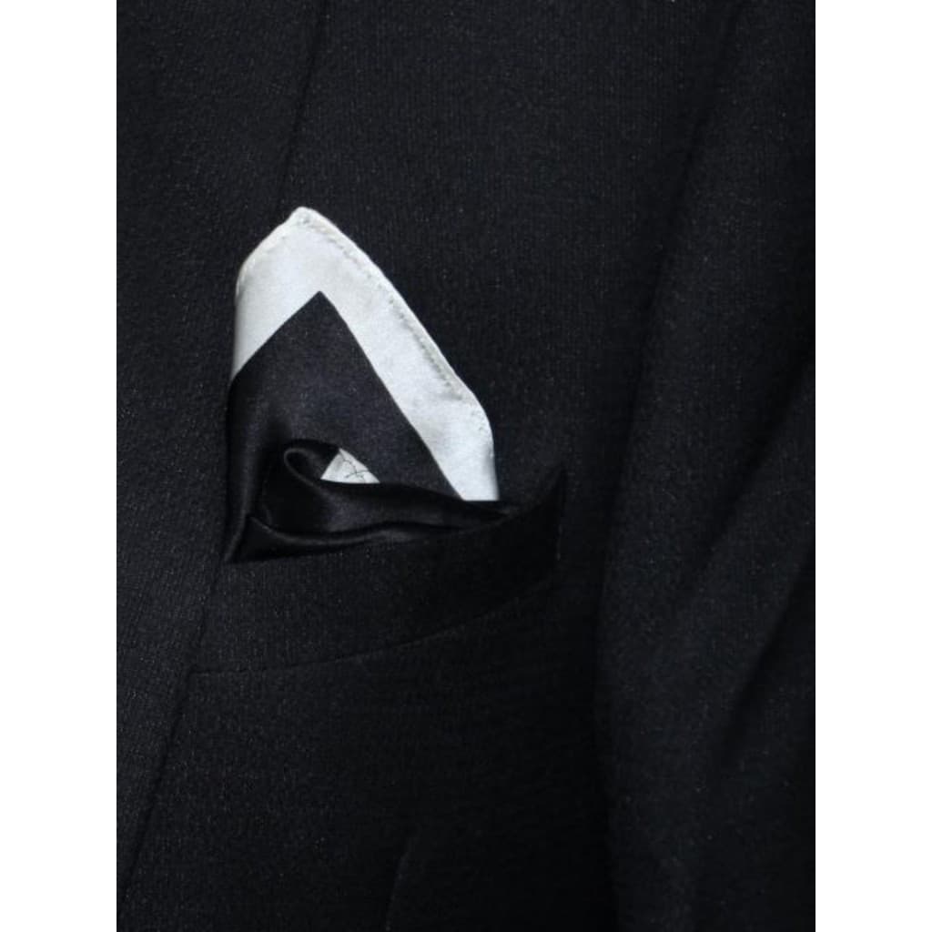 Preto branco Retro seda amoreira terno de seda bolso quadrado azul xadrez negócios Formal vestido lenço peito cm