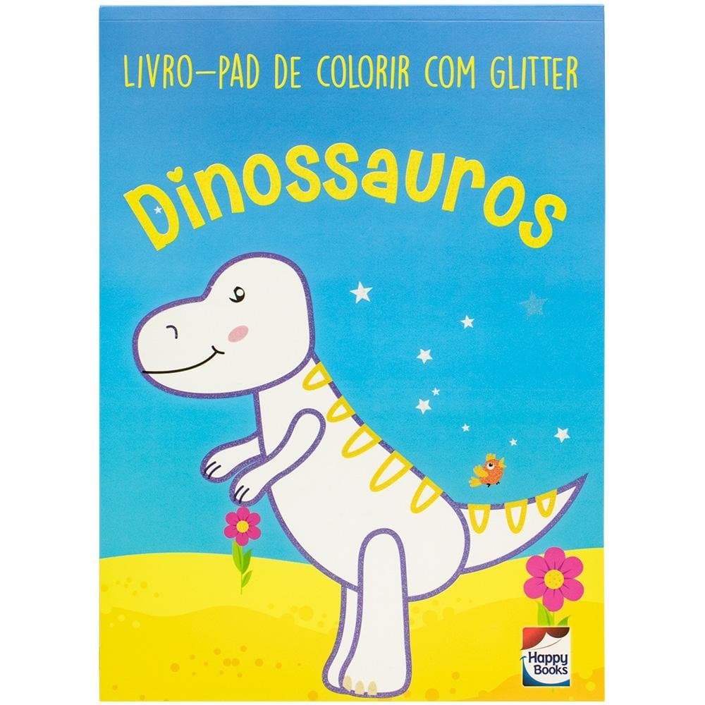 Livro-Pad de Colorir com Glitter Happy Books – Dinossauro