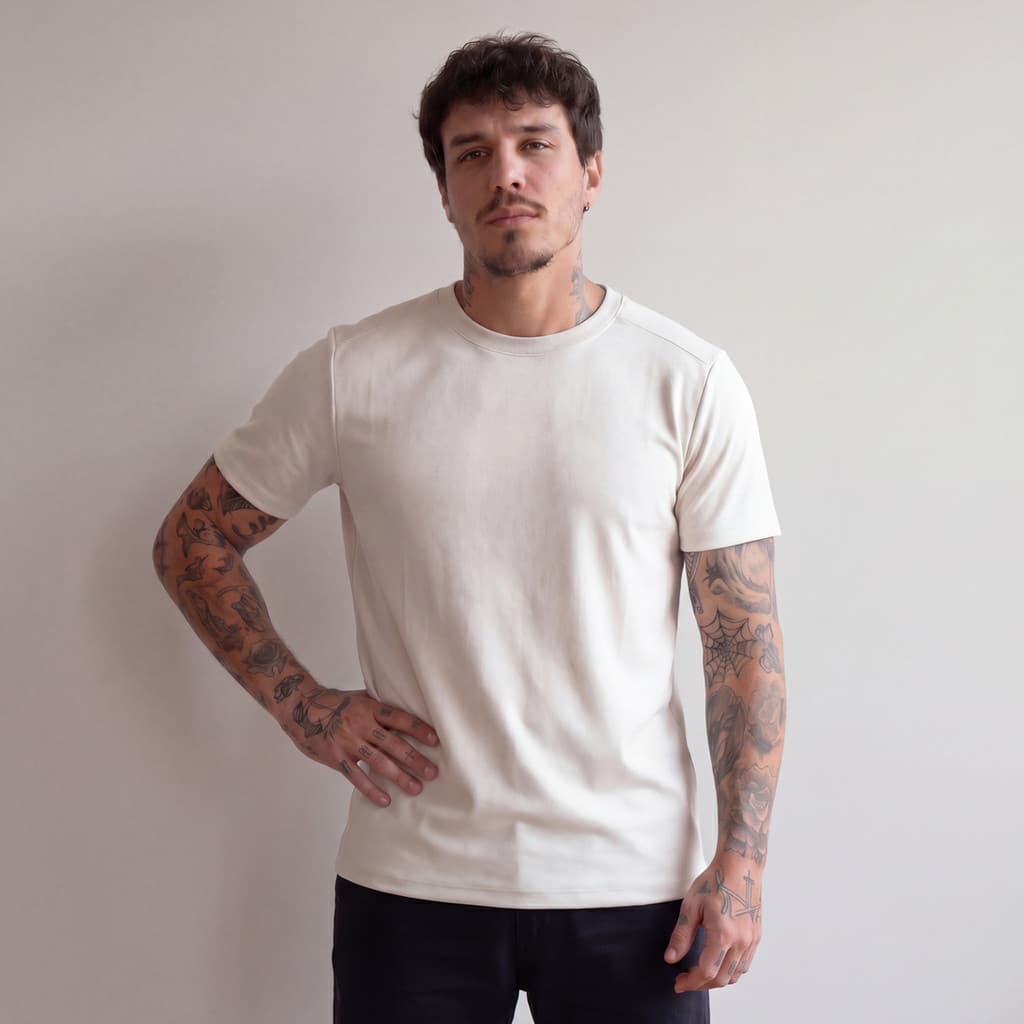 Camiseta Masculina Premium Suedine 250g Gola Canelada Pesada Macia