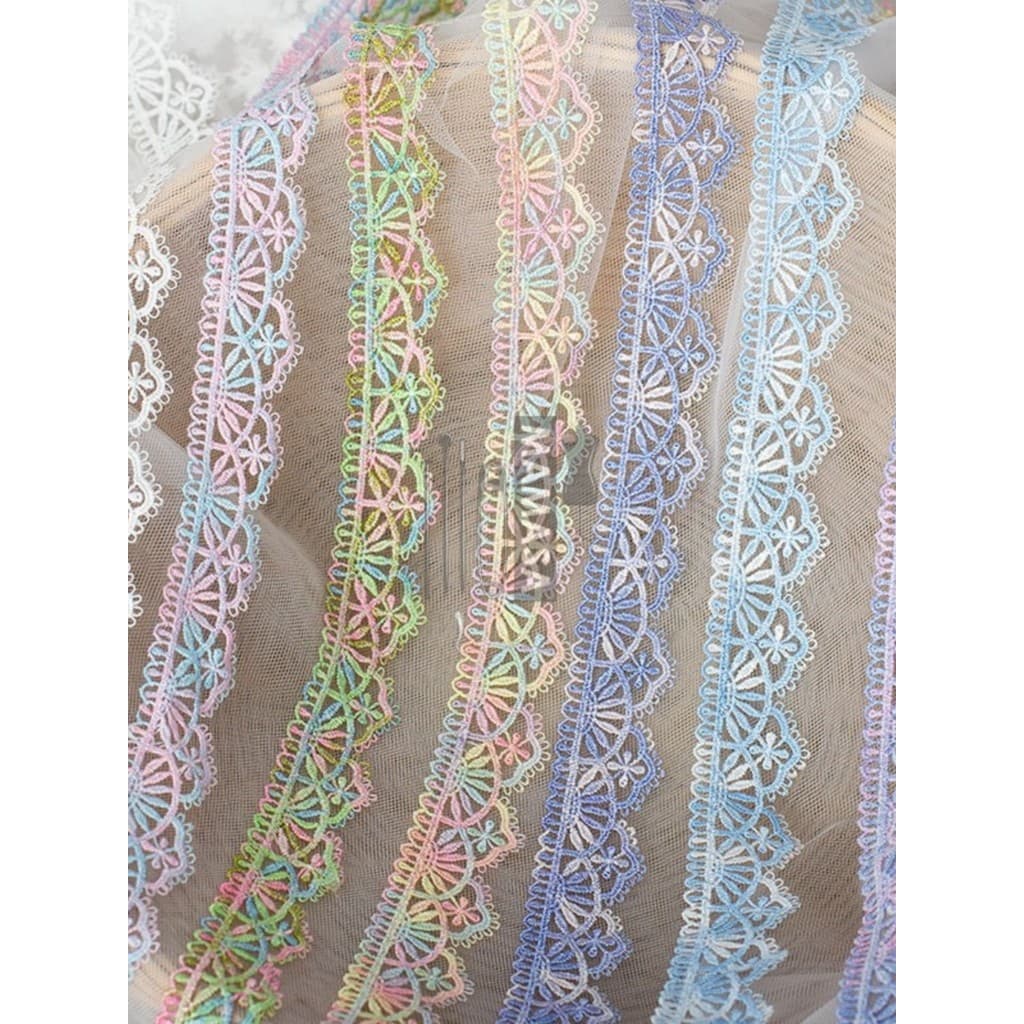 Largura 2.5cm cor sonhadora poliéster solúvel em água bordado renda de alta qualidade doce cor DIY materiais de tecido a