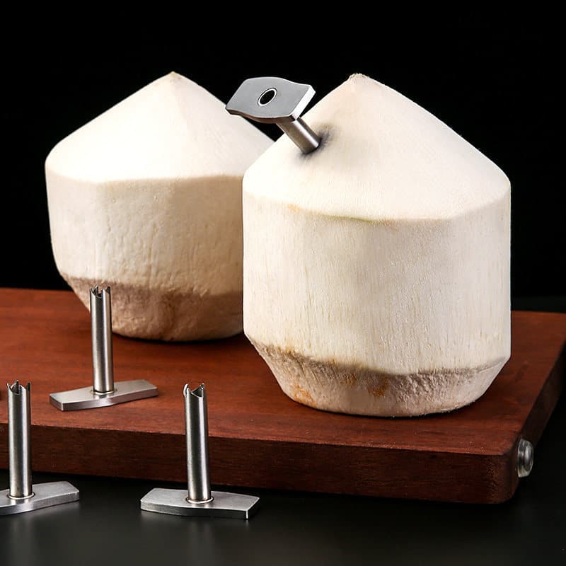 Ferramenta reutilizável para abrir coco, abridor de furos em aço inoxidável, perfurador rápido para cocos frescos, inser
