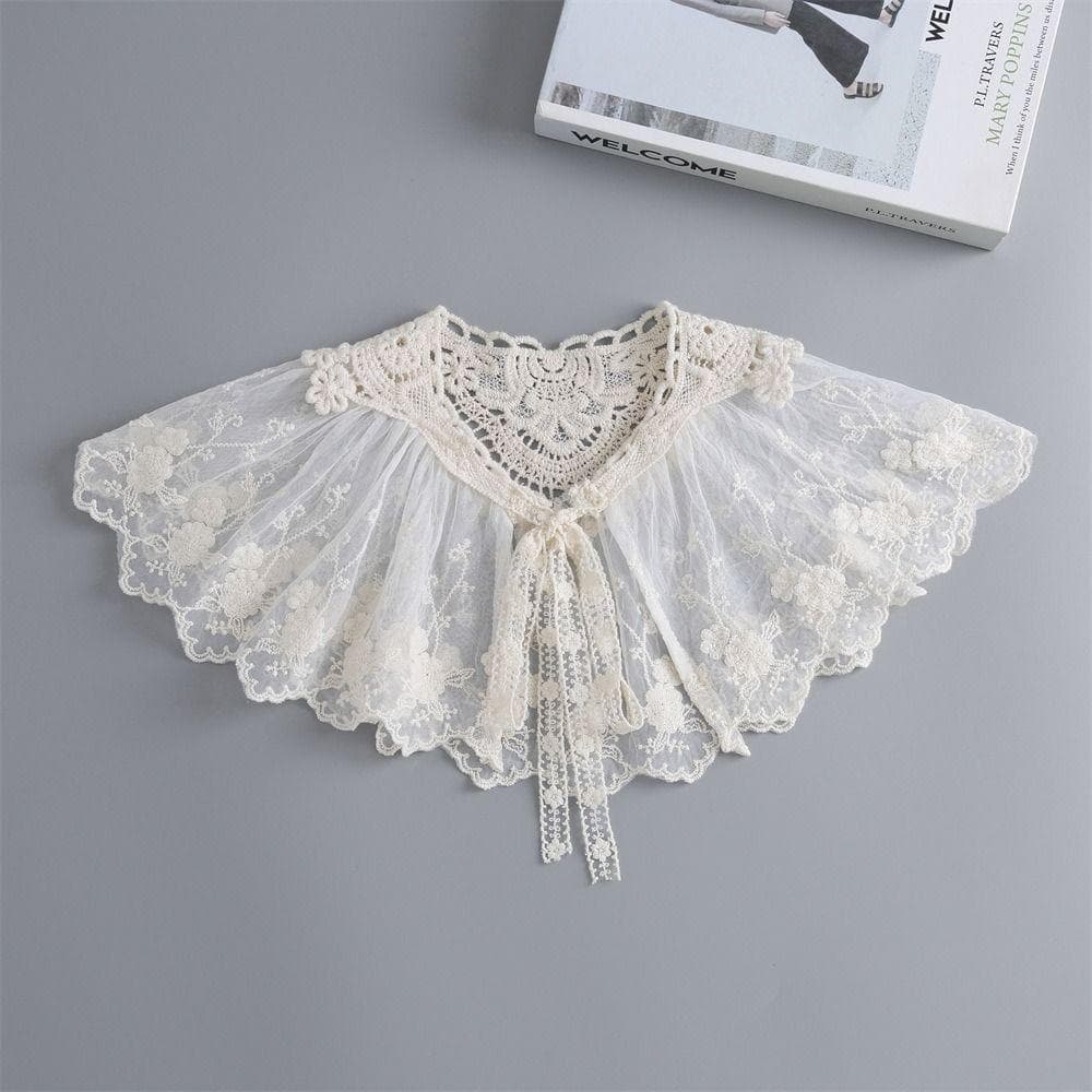 Gola Falsa De Renda Bordada , Blusa De Chiffon Com , Capa Envolve Lenços De Flores