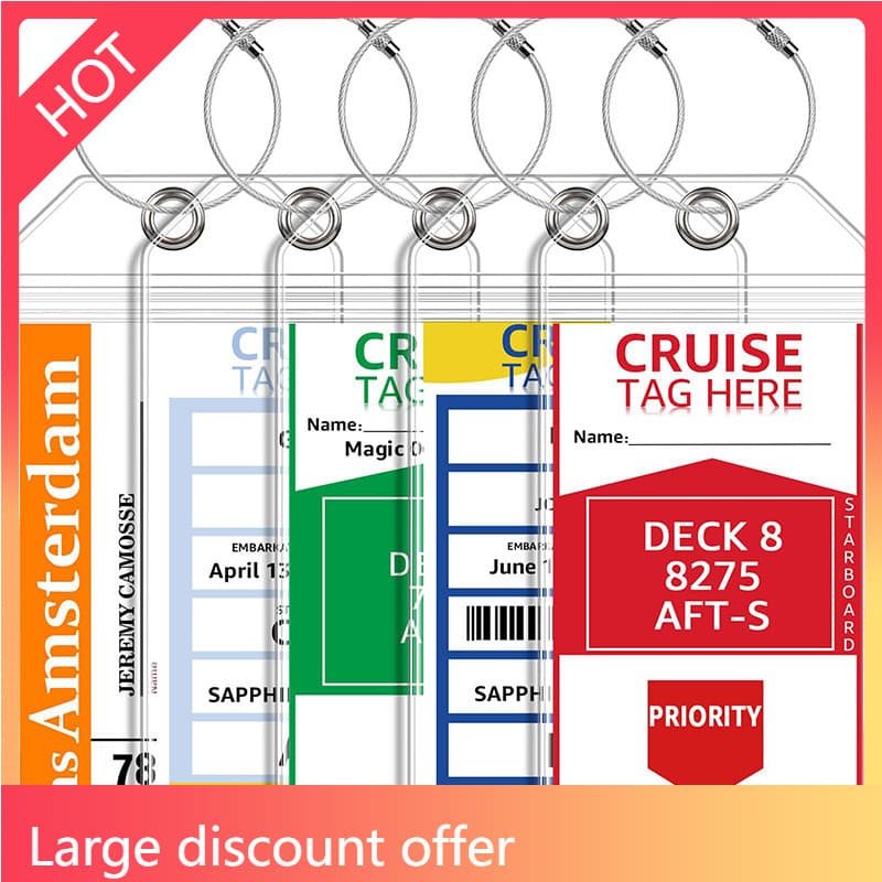 AY8M-5PCS Transparente (19x9 Sem Cartão) Etiqueta De Bagagem De Cruzeiro Vertical PVC Clipe De Identificação À Prova D'á